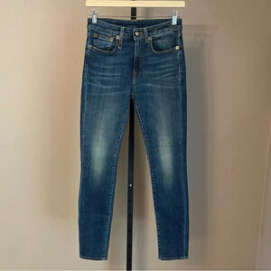 R13 Jenny Mid Rise Skinny Jeans Dark Vintage Blue 26 Classic Casual Coastal Chic